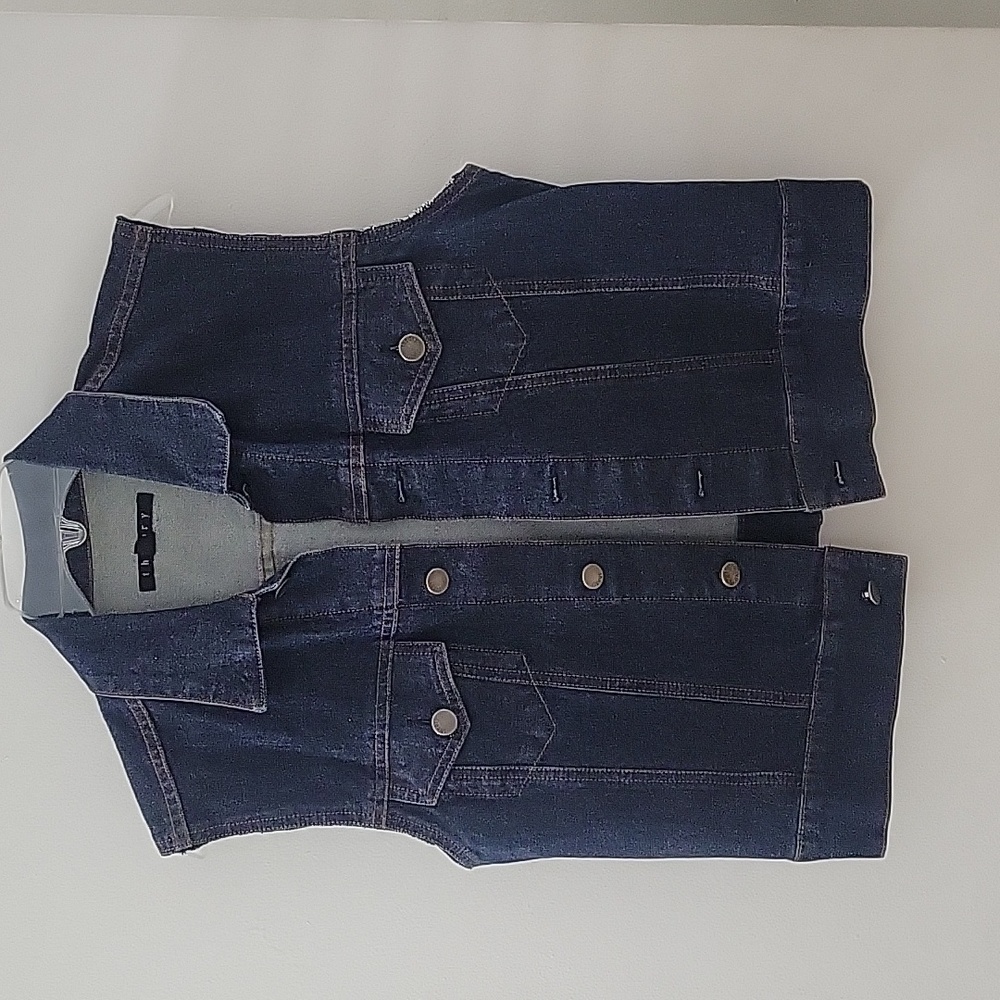THEORY Blue Denim Vest Sz L